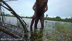 Skinny African Local Banged by Journalist in River!