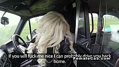 Muscular man seduces and has sex with female taxi driver