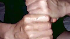 skinny couple gives sexy handjob to each other