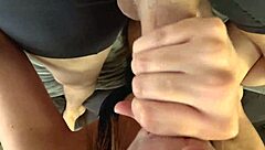 Horny Babe Gives Quick Blowjob After Workout