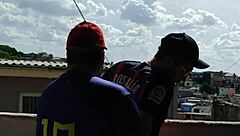 fucking young guy on rooftop with neighbors watching