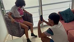 Stepmother seduces stepson while pleasuring herself, then rides him