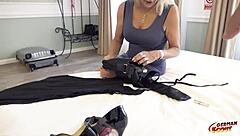 Young blonde German MILF seduces old man for rough sex