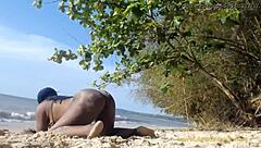 Naked Woman Twerks Big Ass On Public Beach