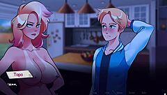Beautiful anime game with big tits and footjob fetish