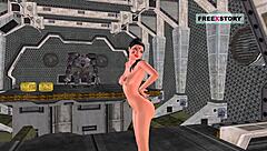 Indian girl in 3D cartoon explores sex poses with banana