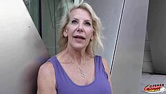 Young blonde German MILF seduces old man for rough sex