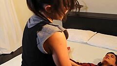 Hot brunettes Laurel and Sinn in steamy lesbian action