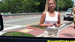 Blonde gets cumshot in outdoor sex!