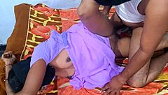 Desi Indian Real Couple Homemade In Saree Blouse Romantic Scenes.