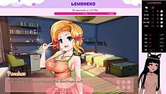 vtuber lewdneko gets naked playing order us part 1, showing small tits