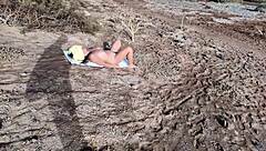 Brazen voyeur watches curvy nudist flash big tits