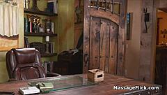 Busty new masseuse masters blowjob skills in wet shower