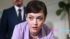 in a tiny office, a petite 18+ secretary seduces her boss with sly moves!