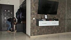 Hard Fucking My Ex Girlfriend Who Broke Into My House After Breakup, Cumming on Pussy to Avoid Inside