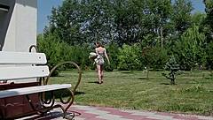 Petite Lena Cass Undresses, Shaved Hairless Body