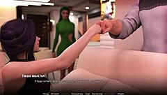 Fetish play with an ebony and a big-boobed MILF in an anime-style 3D environment
