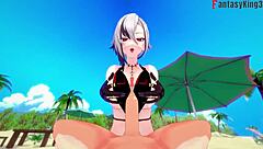 Arlecchino Fucking Hard in Bikini on Beach in Genshin Impact Hentai