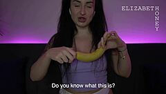 Dirty talking and ass worshiping in a banana fetish scene