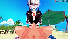 Arlecchino Fucking Hard in Bikini on Beach in Genshin Impact Hentai