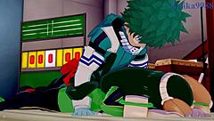 tsuyu asui and mt lady fuck izuku midoriya in intense creampie scene