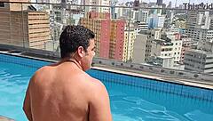 Yuri Gaucho enjoys summer day sex on the pool with his partner