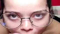 Brunette Babe Deepthroats Big Cock After Shower for Facial