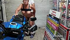 Mature Woman Caught Masturbating Behind Bars, Shame And Pleasure Mix