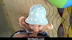 Perv Stepbro Suggests Tiny Stepsister Kimmy Kimm Play With His Balls