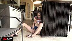 Small-statured step-sis gets caught and craves big cock