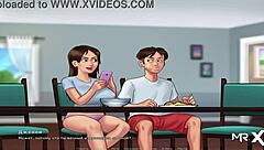 Steamy anime teen gets a big load of cum as a reward for a good blowjob