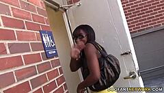 Ana Foxxx's hot public gloryhole scene with black stud