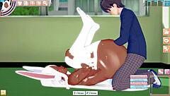 Commented gameplay of a hentai game with a busty rabbit character