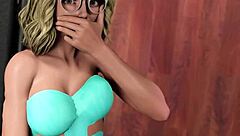 blonde futa babe cumming in dressing room then joining hot threesome