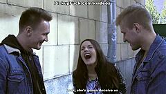 Intense public blowjob threesome with cheating wife