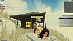 Sensual Muse gets her throat fucked by a big black cock in Roblox