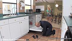 Appliance Repairman Receives Footjob from Fetish Pervert