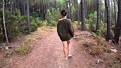 I strip and walk in the woods to get some rough sex