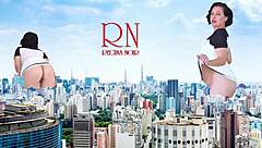 wow, a giant lady without panties walks around the city, she's as tall as king kong, amazing show of a giantess