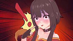 Futa x female action with Megumin and Aqua in 3D porn video