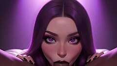 Cute gothic girl swallows big black cock in pov