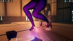 3D porn game with futanari girl giving a footjob and cumshot