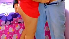 I fuck my wife in her red dress while a voyeur watches, then he joins for a threesome