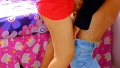 Hotwife in red dress gets double penetration in public