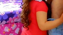 Hotwife in red dress gets double penetration in public