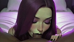 Cute gothic girl swallows big black cock in pov