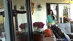 Britney blue's outdoor solo pleasure with a dildo