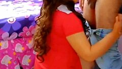 Hotwife in red dress gets double penetration in public