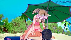 Maho, Karin, and Yuuki share intense creampie sex in Princess Connect Re Dive.