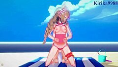 Maho, Karin, and Yuuki share intense creampie sex in Princess Connect Re Dive.